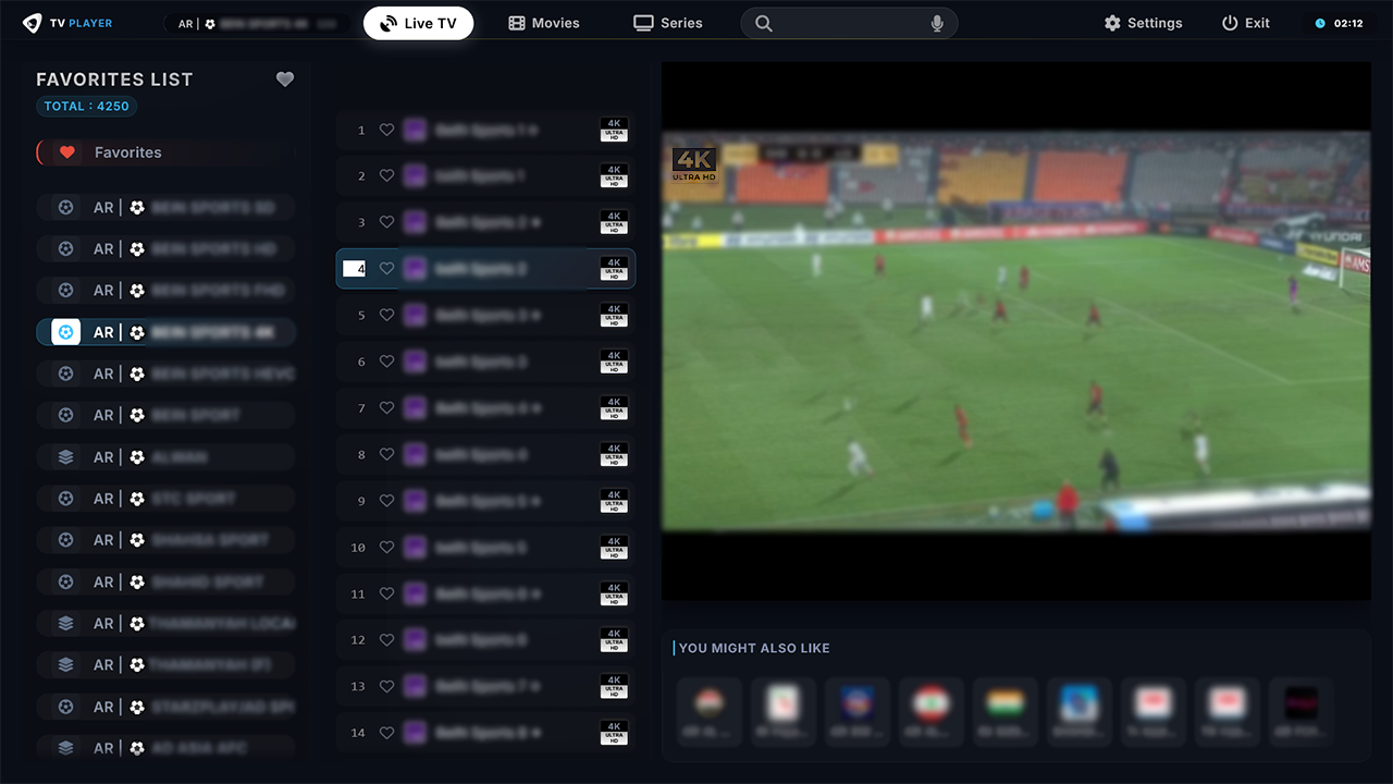 BleuPlayer Pro interface preview on Smart TV